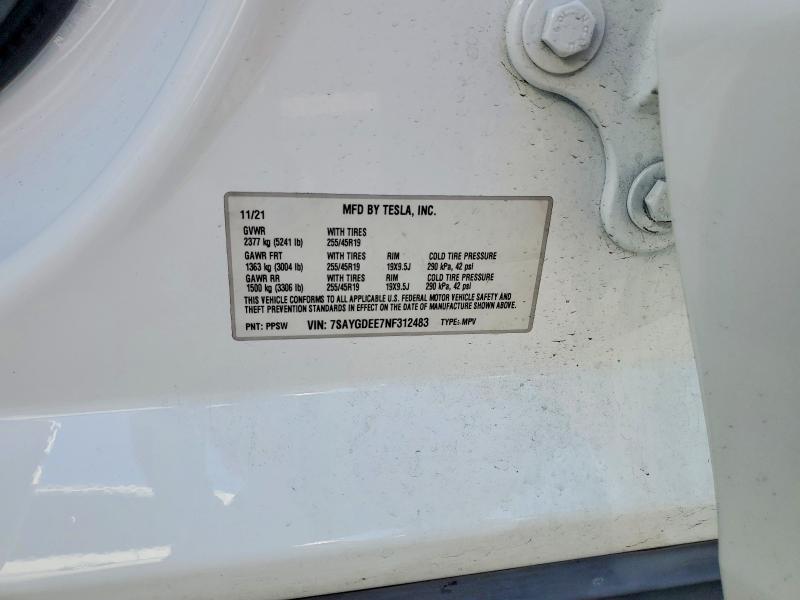 Aukcja sprzedaży 2022 Tesla Model Y, vin: 7SAYGDEE7NF312483, numer aukcji: 49974786