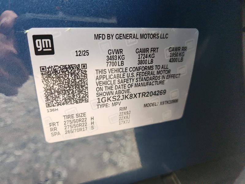 51833576 :رقم المزاد ، 1GKS2JK8XTR204269 vin ، 2026 Gmc Yukon Xl مزاد بيع