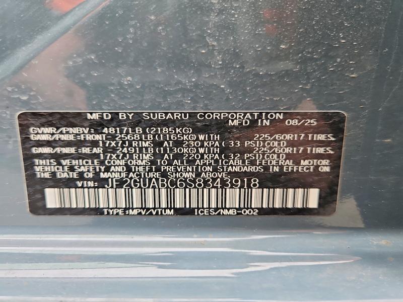 Aukcja sprzedaży 2025 Subaru Crosstrek, vin: JF2GUABC6S8343918, numer aukcji: 51724466