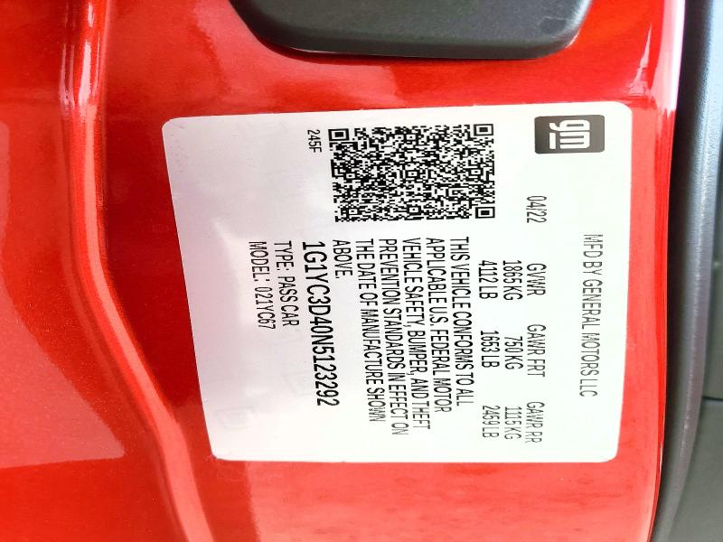 Продажа на аукционе авто 2022 Chevrolet Corvette, vin: 1G1YC3D40N5123292, номер лота: 48356066