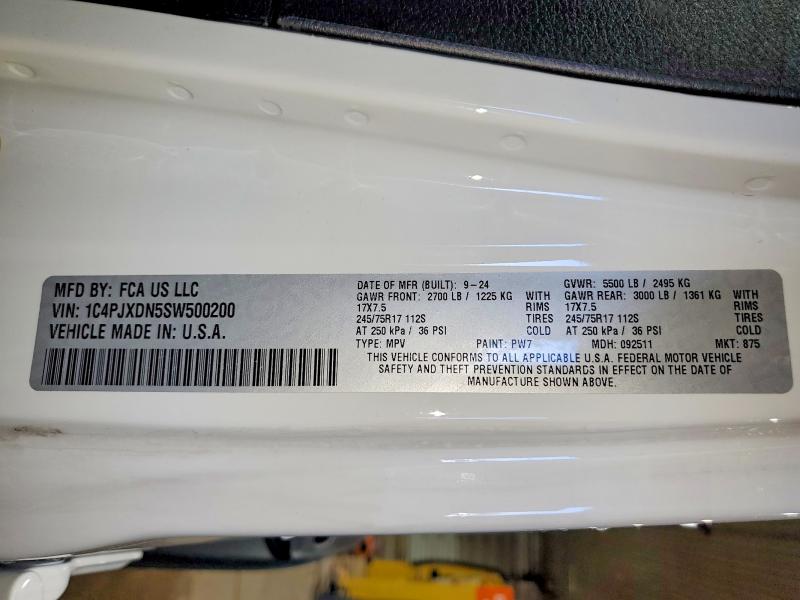 Продаж на аукціоні авто 2025 Jeep Wrangler, vin: 1C4PJXDN5SW500200, номер лоту: 50429296