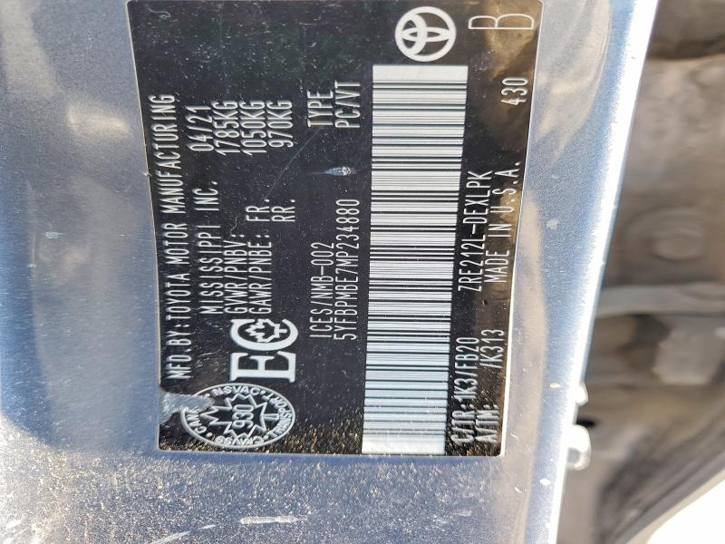 Продаж на аукціоні авто 2021 Toyota Corolla, vin: 5YFBPMBE7MP234880, номер лоту: 48642796