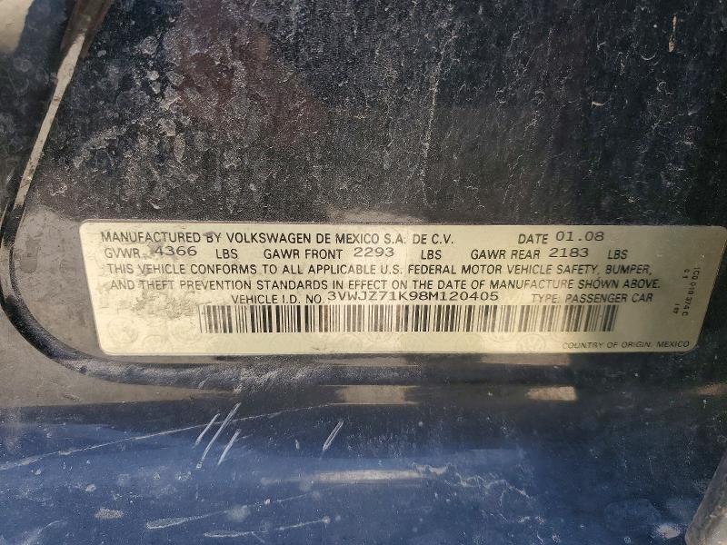 2008 Volkswagen Jetta მანქანა იყიდება აუქციონზე, vin: 3VWJZ71K98M120405, აუქციონის ნომერი: 51456236