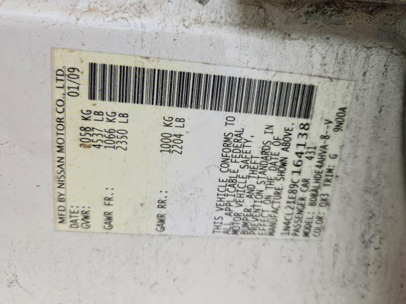 50491386 :رقم المزاد ، 1N4CL21E89C164138 vin ، 2009 Nissan Altima مزاد بيع