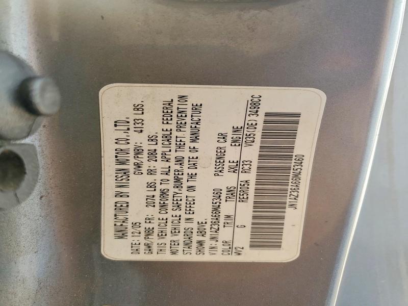Auction sale of the 2006 Nissan 350z, vin: JN1AZ36A66M453460, lot number: 50524536