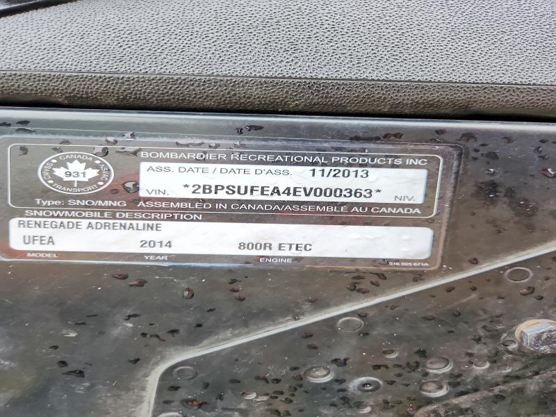Продажа на аукционе авто 2014 Ski-doo Snowmobile, vin: 2BPSUFEA4EV000363, номер лота: 47864756