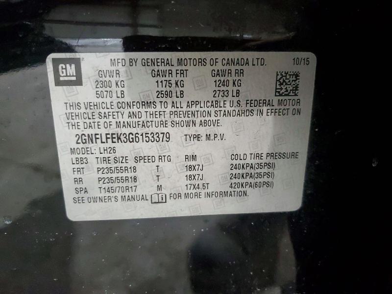 49062326 :رقم المزاد ، 2GNFLFEK3G6153379 vin ، 2016 Chevrolet Equinox مزاد بيع