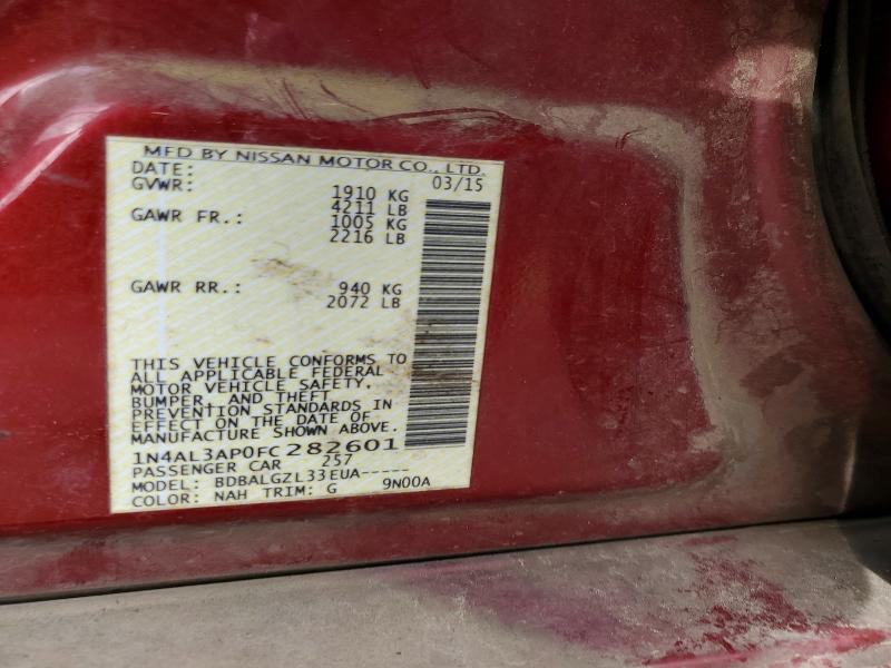 48695006 :رقم المزاد ، 1N4AL3AP0FC282601 vin ، 2015 Nissan Altima مزاد بيع