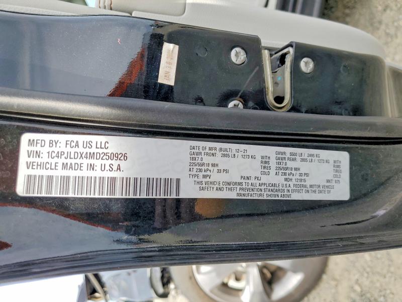 Aukcja sprzedaży 2021 Jeep Cherokee, vin: 1C4PJLDX4MD250926, numer aukcji: 49285256