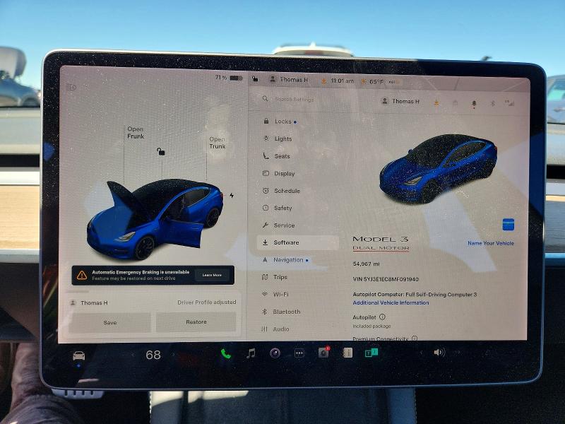 Продажа на аукционе авто 2021 Tesla Model 3, vin: 5YJ3E1EC8MF091940, номер лота: 51504966
