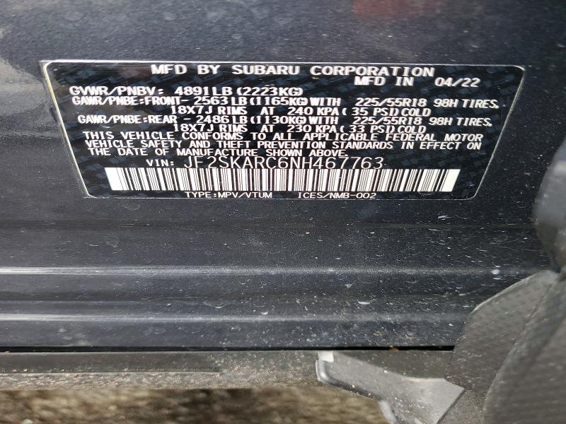 Продажа на аукционе авто 2022 Subaru Forester, vin: JF2SKARC6NH467763, номер лота: 51024416
