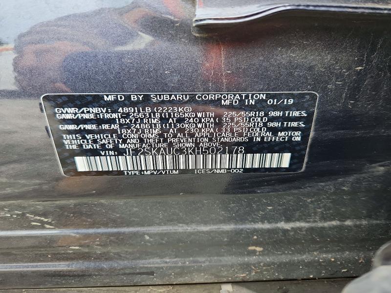 Aukcja sprzedaży 2019 Subaru Forester, vin: JF2SKAUC3KH502178, numer aukcji: 50513146
