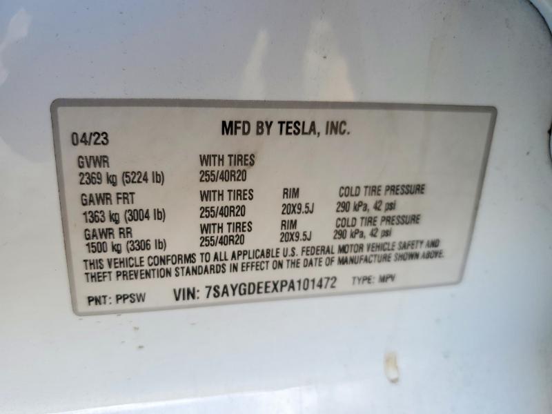 Продажа на аукционе авто 2023 Tesla Model Y, vin: 7SAYGDEEXPA101472, номер лота: 49671876
