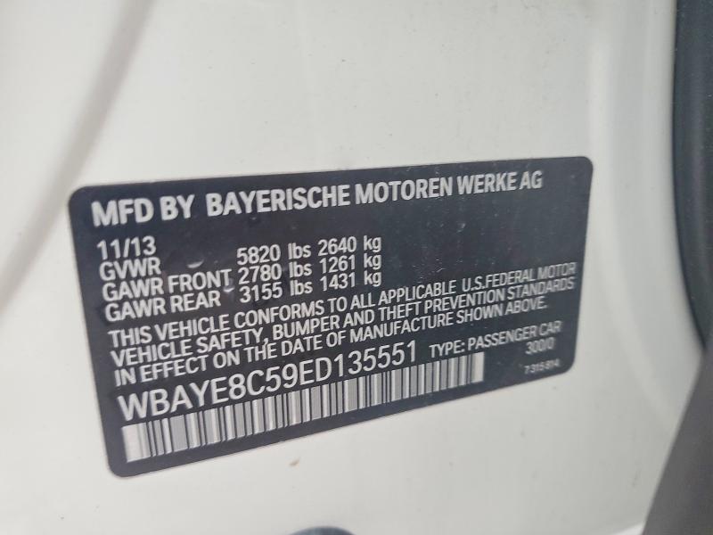 Aukcja sprzedaży 2014 Bmw 750, vin: WBAYE8C59ED135551, numer aukcji: 49398326