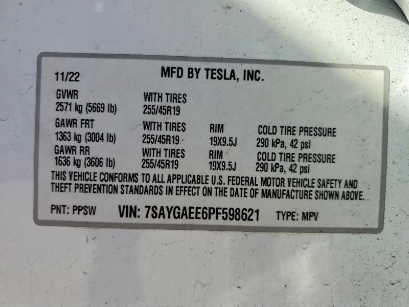 Продаж на аукціоні авто 2023 Tesla Model Y, vin: 7SAYGAEE6PF598621, номер лоту: 49307076