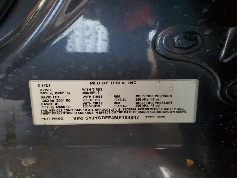 Aukcja sprzedaży 2021 Tesla Model Y, vin: 5YJYGDEE4MF104847, numer aukcji: 49830746