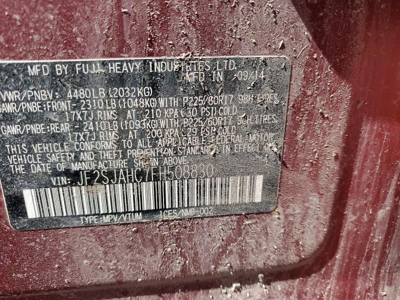 Продаж на аукціоні авто 2015 Subaru Forester, vin: JF2SJAHC7FH508830, номер лоту: 49462416