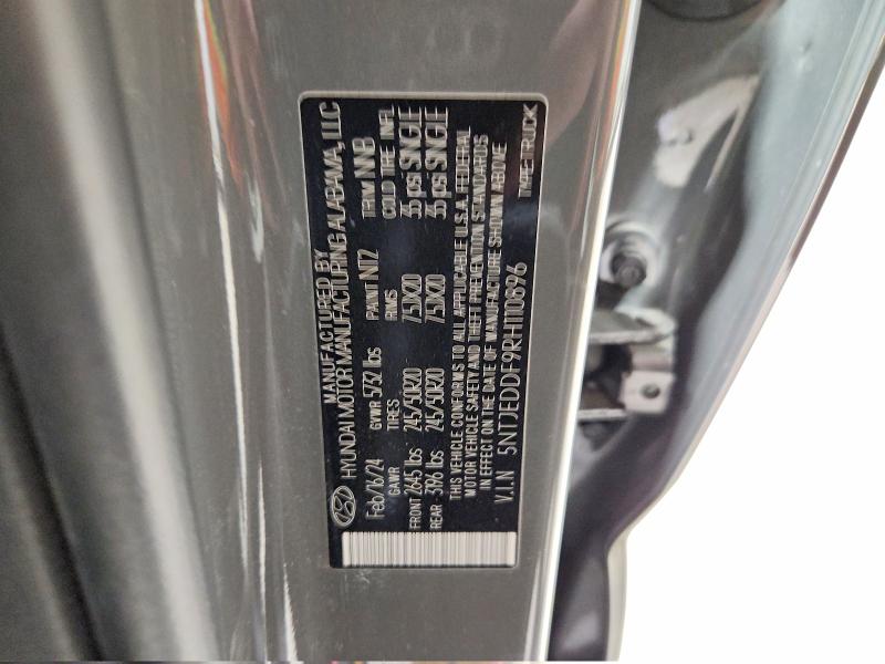 2024 Hyundai Santa Cruz მანქანა იყიდება აუქციონზე, vin: 5NTJEDDF9RH110896, აუქციონის ნომერი: 48147846