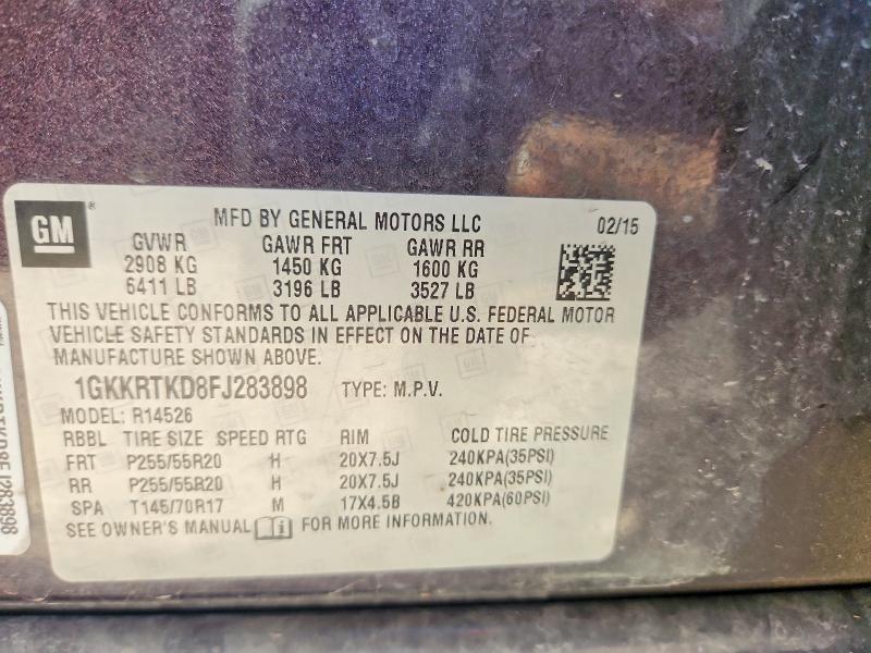 49108076 :رقم المزاد ، 1GKKRTKD8FJ283898 vin ، 2015 Gmc Acadia مزاد بيع