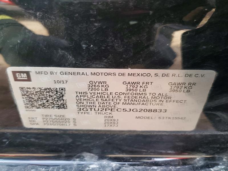 Aukcja sprzedaży 2018 Gmc Sierra, vin: 3GTU2PEC5JG208833, numer aukcji: 50238356
