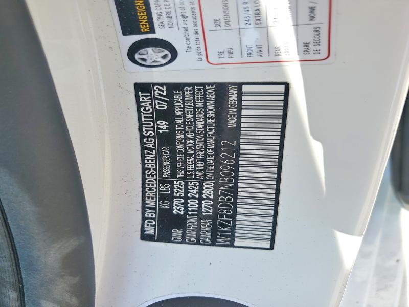 Продажа на аукционе авто 2022 Mercedes-benz E, vin: W1KZF8DB7NB096212, номер лота: 46781136