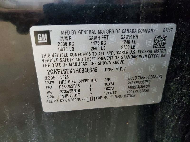 Aukcja sprzedaży 2017 Gmc Terrain, vin: 2GKFLSEK1H6348646, numer aukcji: 50487116