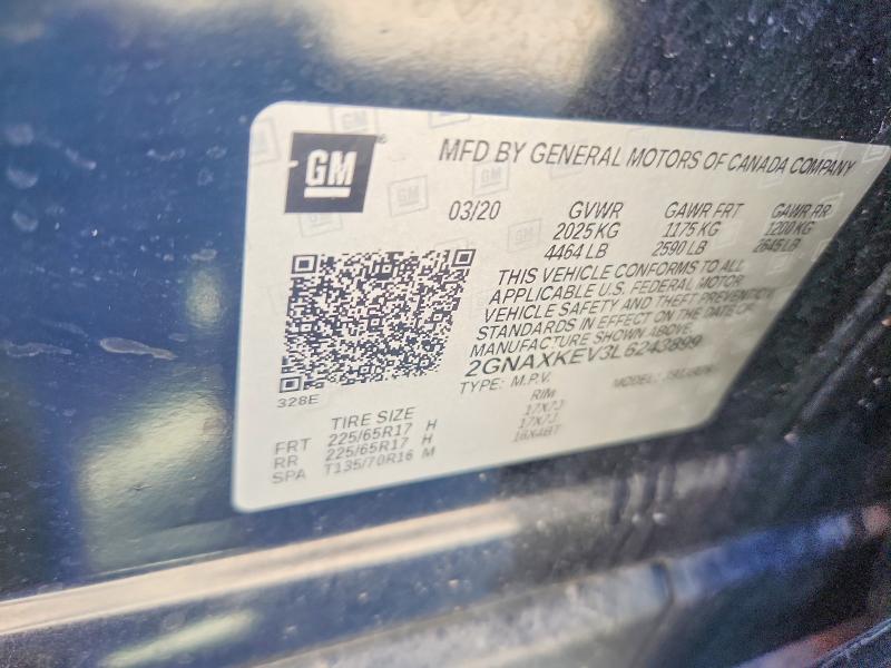 Продажа на аукционе авто 2020 Chevrolet Equinox, vin: 2GNAXKEV3L6243899, номер лота: 48741176
