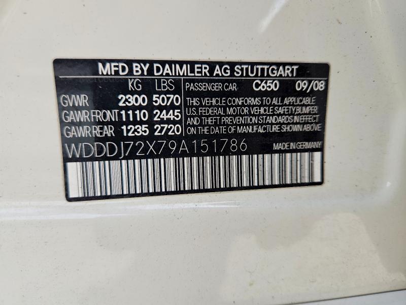 Продажа на аукционе авто 2009 Mercedes-benz Cls, vin: WDDDJ72X79A151786, номер лота: 50639786
