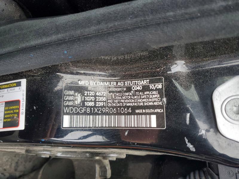 50664816 :رقم المزاد ، WDDGF81X29R061064 vin ، 2009 Mercedes-benz C مزاد بيع
