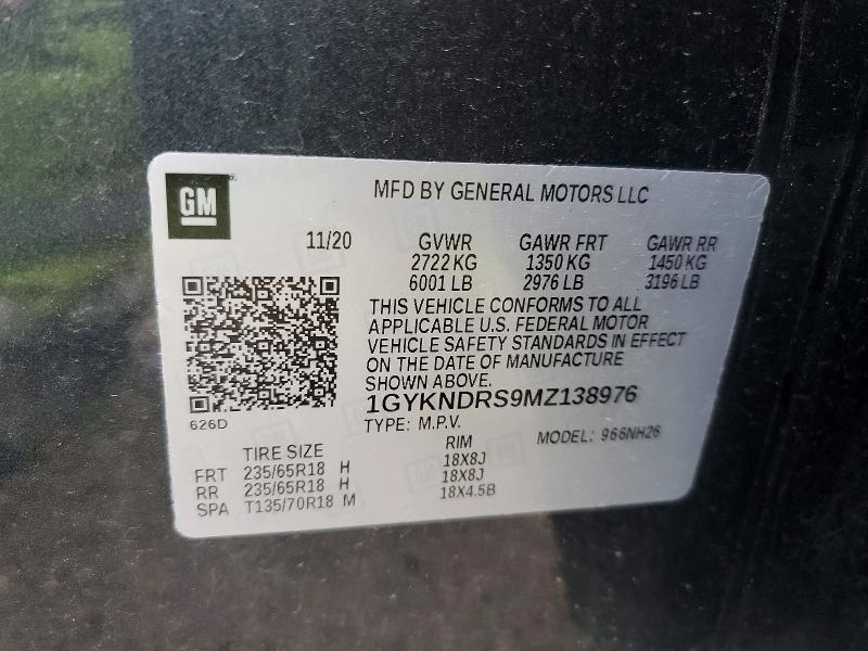 51612816 :رقم المزاد ، 1GYKNDRS9MZ138976 vin ، 2021 Cadillac Xt5 مزاد بيع