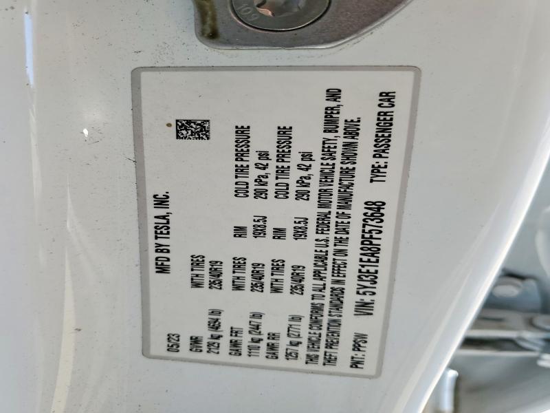 51511756 :رقم المزاد ، 5YJ3E1EA8PF573648 vin ، 2023 Tesla Model 3 مزاد بيع