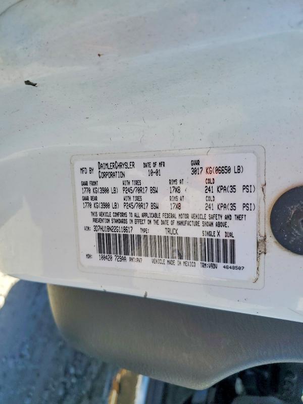 50986336 :رقم المزاد ، 3D7HU18N22G118617 vin ، 2002 Dodge Ram 1500 مزاد بيع