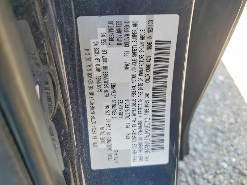 Aukcja sprzedaży 2018 Mazda 3, vin: 3MZBN1U74JM215710, numer aukcji: 51592556