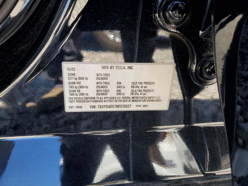 Aukcja sprzedaży 2022 Tesla Model Y, vin: 7SAYGAEE7NF576527, numer aukcji: 49780746