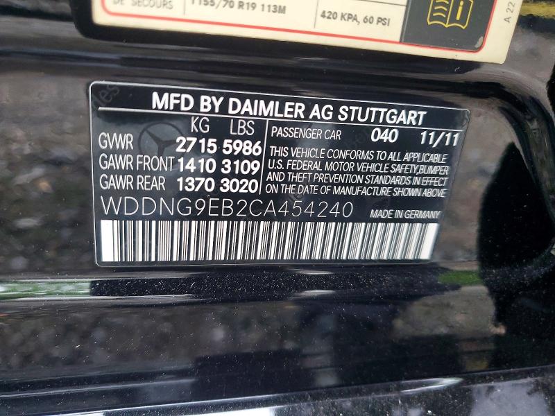 Aukcja sprzedaży 2012 Mercedes-benz S, vin: WDDNG9EB2CA454240, numer aukcji: 51649386