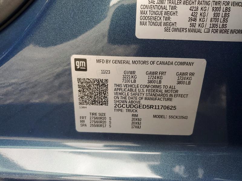 Продажа на аукционе авто 2024 Chevrolet Silverado, vin: 2GCUDGED5R1170625, номер лота: 49571326