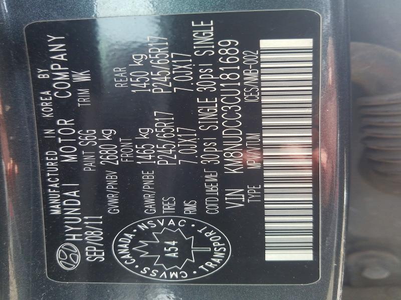 Продаж на аукціоні авто 2012 Hyundai Veracruz, vin: KM8NUDCC3CU181689, номер лоту: 49850136