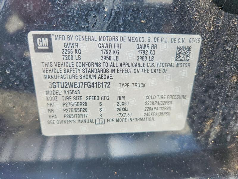 Aukcja sprzedaży 2015 Gmc Sierra, vin: 3GTU2WEJ7FG418172, numer aukcji: 50565536