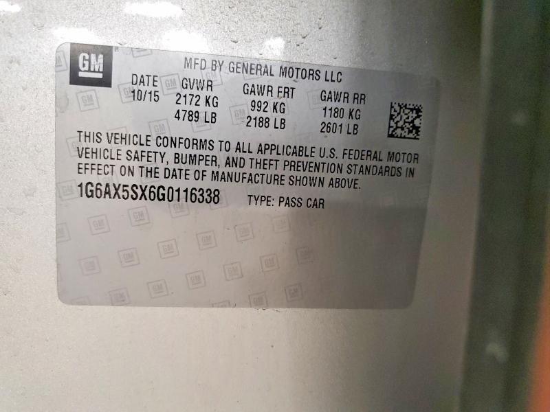 2016 Cadillac Cts მანქანა იყიდება აუქციონზე, vin: 1G6AX5SX6G0116338, აუქციონის ნომერი: 49634846