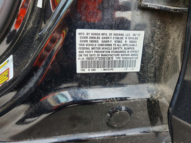 51183436 :رقم المزاد ، 19VDE1F72DE013870 vin ، 2013 Acura Ilx مزاد بيع