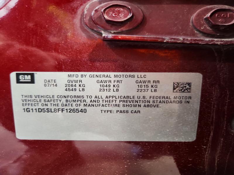 Продаж на аукціоні авто 2015 Chevrolet Malibu, vin: 1G11D5SL8FF126540, номер лоту: 49491926