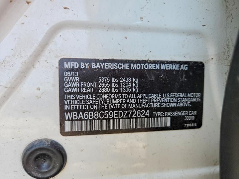 49238926 :رقم المزاد ، WBA6B8C59EDZ72624 vin ، 2014 Bmw 640 مزاد بيع