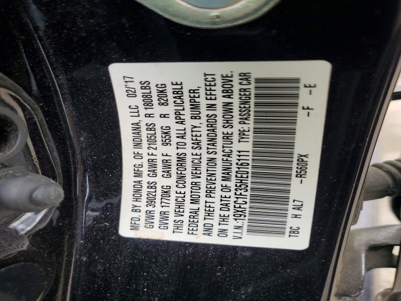 Aukcja sprzedaży 2017 Honda Civic, vin: 19XFC1F35HE016111, numer aukcji: 49805206