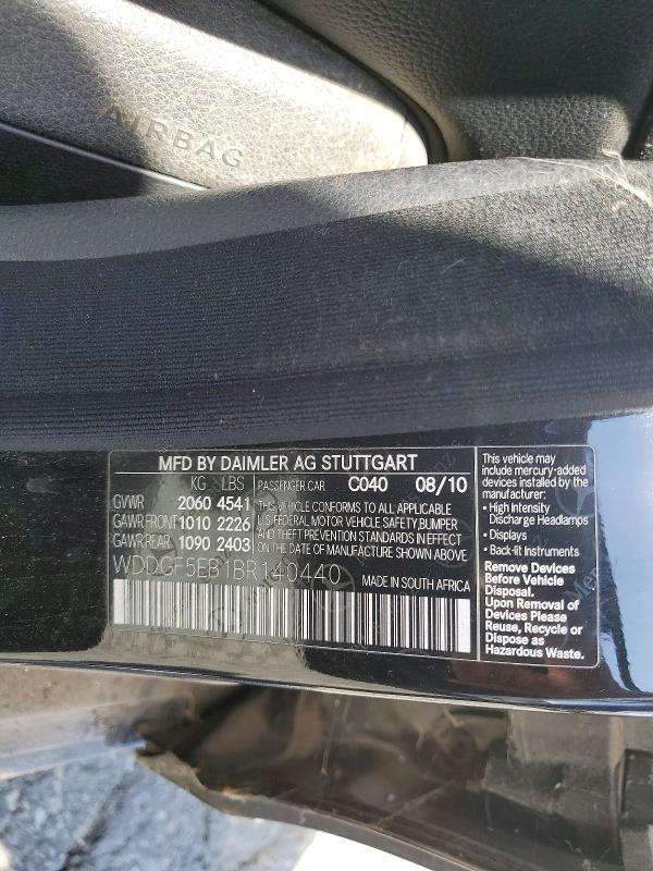 2011 Mercedes-benz C მანქანა იყიდება აუქციონზე, vin: WDDGF5EB1BR140440, აუქციონის ნომერი: 51494576