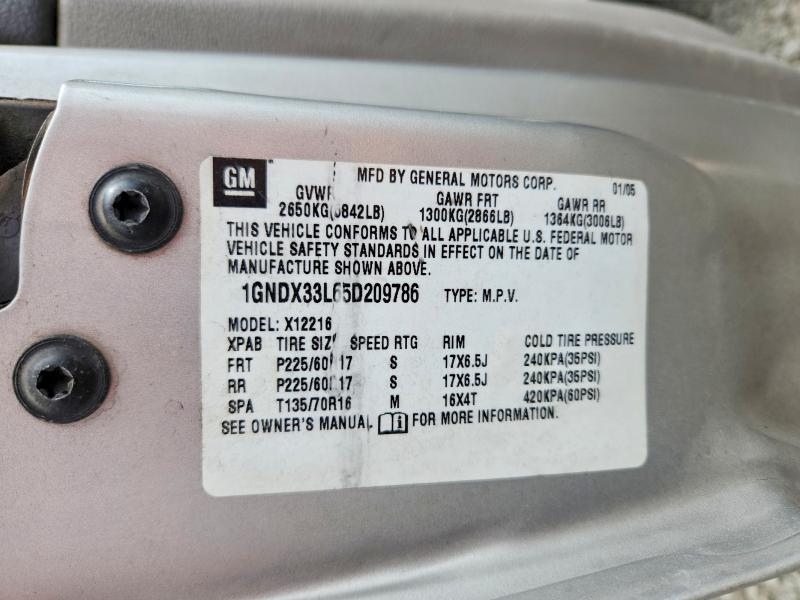 51456356 :رقم المزاد ، 1GNDX33L65D209786 vin ، 2005 Chevrolet Uplander مزاد بيع