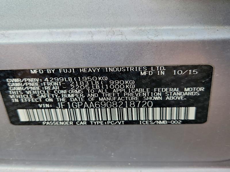 49680776 :رقم المزاد ، JF1GPAA69G8218720 vin ، 2016 Subaru Impreza مزاد بيع