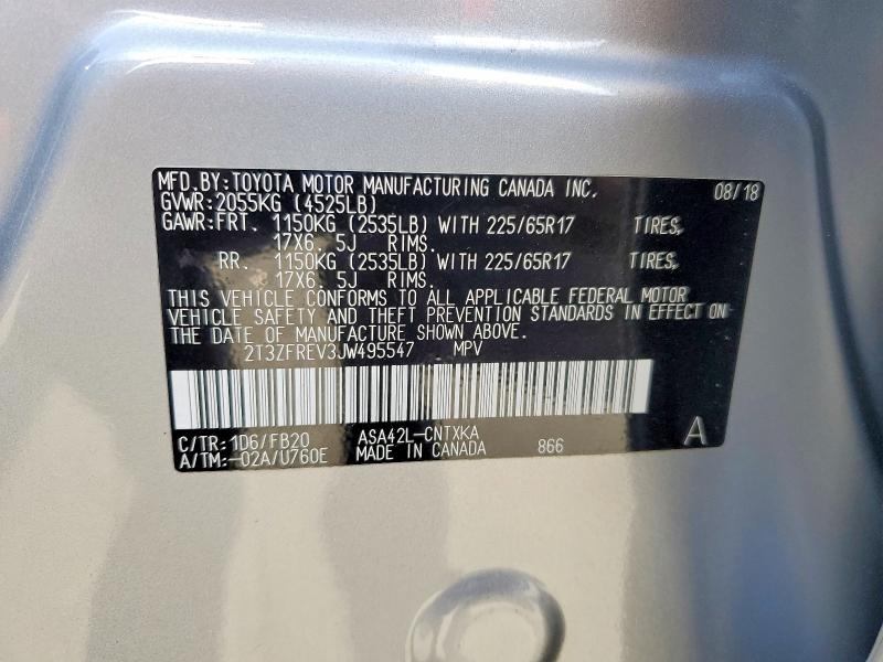 Aukcja sprzedaży 2018 Toyota Rav4, vin: 2T3ZFREV3JW495547, numer aukcji: 51820746