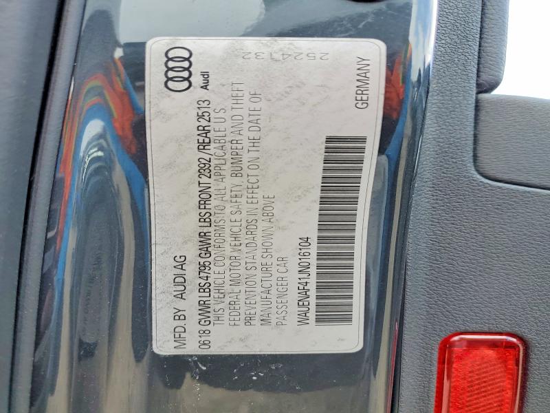 49441616 :رقم المزاد ، WAUENAF41JN016104 vin ، 2018 Audi A4 مزاد بيع