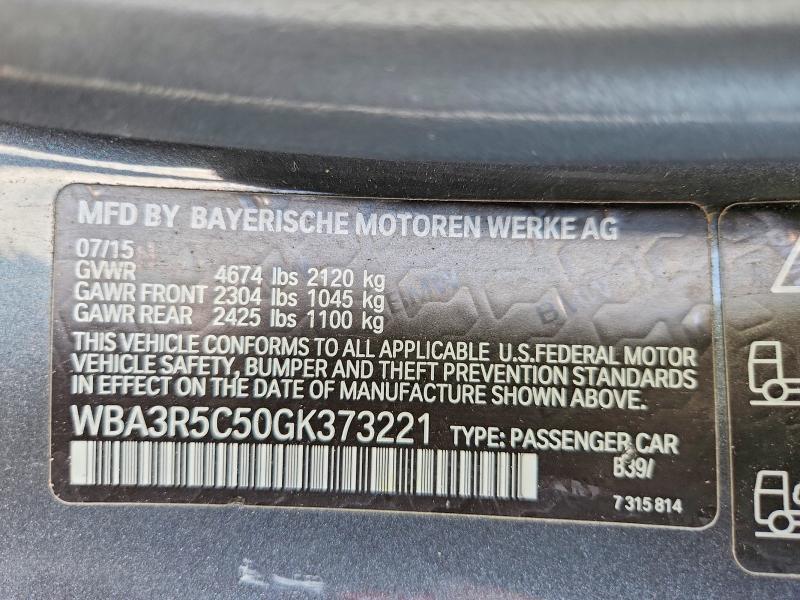 2016 Bmw 435 მანქანა იყიდება აუქციონზე, vin: WBA3R5C50GK373221, აუქციონის ნომერი: 50301636