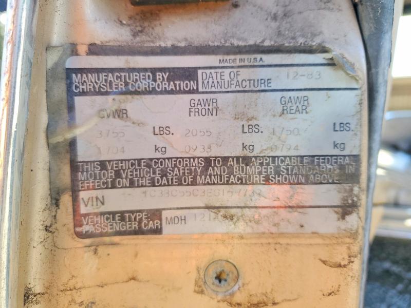 1984 Chrysler Lebaron მანქანა იყიდება აუქციონზე, vin: 1C3BC55C3EG167732, აუქციონის ნომერი: 49519196